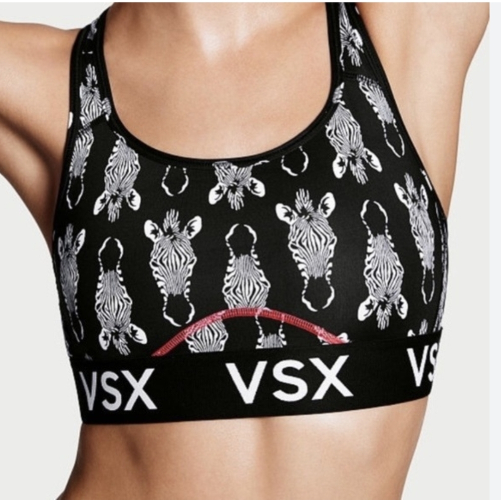 Victoria's Secret Black and White Zebra Print Sports Bra